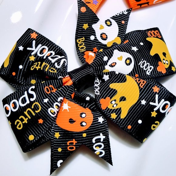 Halloween Hair Bows Hair Clips Ghost Skull - Picture 3 of 5